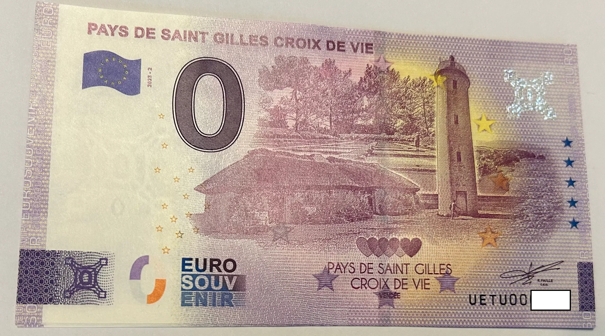 BILLETE 0 EURO FRANCIA UETV 2023-2 PAYS DE S. GILLES CROIX